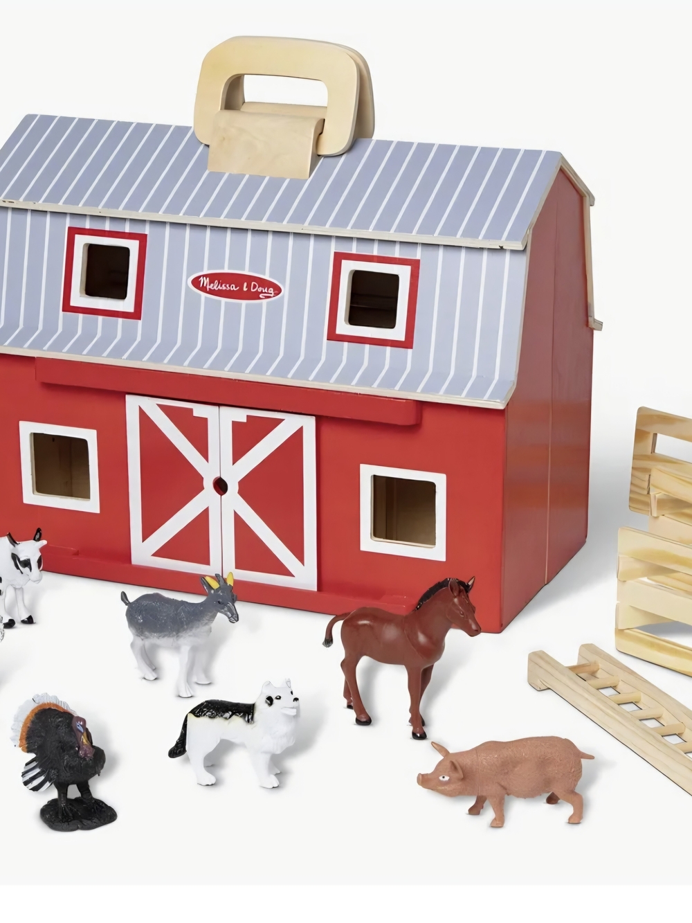 Melissa & Doug Red Barn Playhouse with Gray Roof and Natural Wood Handle - Picture 2 of 3